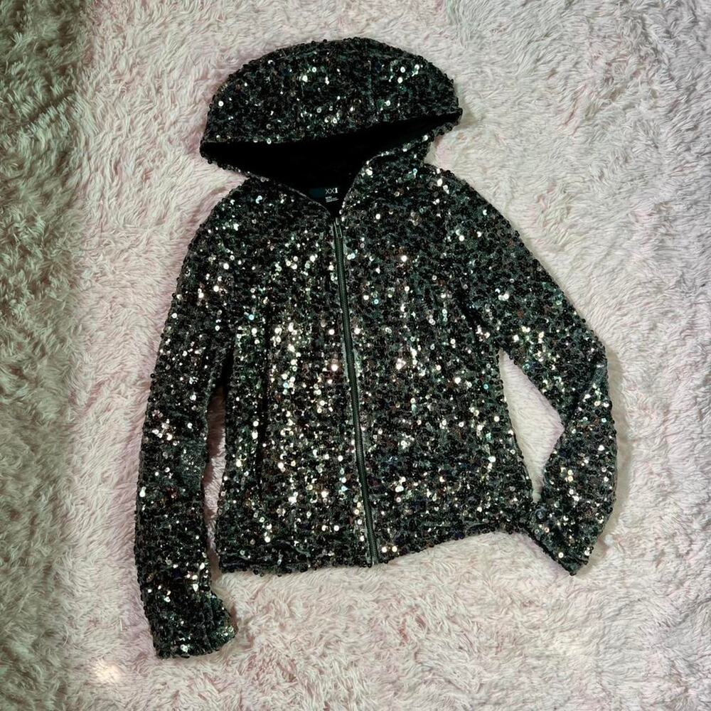 Vintage Forever 21‎ Sequin Glam Y2K Pixie Fairy Grunge Whimsygoth Zip Up Jacket